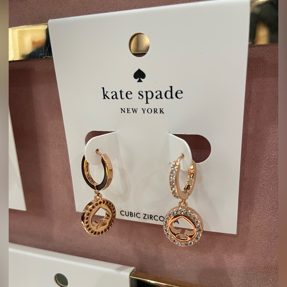 NWT! ♠️ kate spade pave drop earrings. Gold rose. Brand new with tags. - Picture 3 of 11